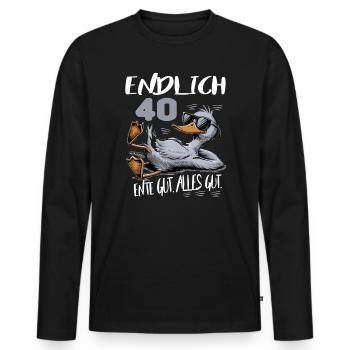Geburtstag Ente Gut Alles Gut 40 Jahre Comic - Männer Premium Bio Langarmshirt - Schwarz - Vorne - Nico (187cm)