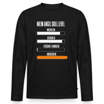 Mein Angel Skill Level Lustiges Angler Motiv mit - Männer Premium Bio Langarmshirt - Schwarz - Vorne - Nico (187cm)
