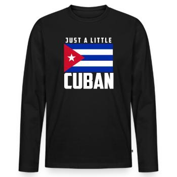 Just A Little Cuban Cuba Flag Cuban Pride - Men's Premium Organic Long Sleeve Shirt - black - Front - Nico (187cm)