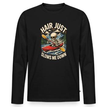 Les cheveux me ralentissent juste squelette en kayak plus drôle - T-shirt manches longues Premium bio Homme - noir - Devant - Nico (187cm)