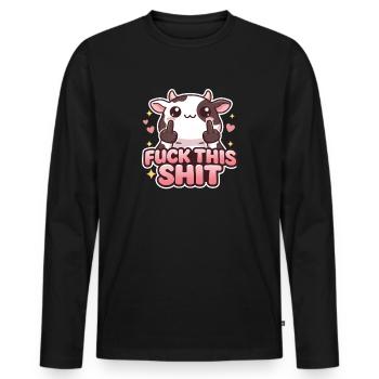 Cow Fuck This Shit - Men's Premium Organic Long Sleeve Shirt - black - Front - Nico (187cm)