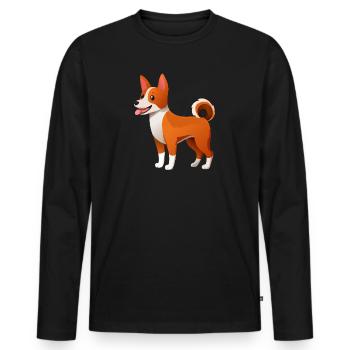 Little Basenji Dog (bande dessinée) - T-shirt manches longues Premium bio Homme - noir - Devant - Nico (187cm)