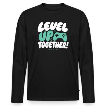 Équipe Monte de niveau ensemble : Nerds - T-shirt manches longues Premium bio Homme - noir - Devant - Nico (187cm)