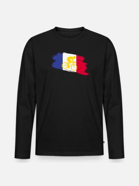 France Flag with Bicycle – Cycling Design - Men's Premium Organic Long Sleeve Shirt - black
