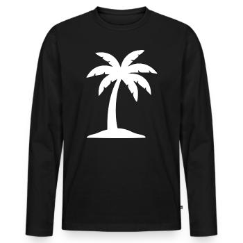 Cadeau de voyage en mer pour vacances d’été à la plage à Palm Tree - T-shirt manches longues Premium bio Homme - noir - Devant - Nico (187cm)