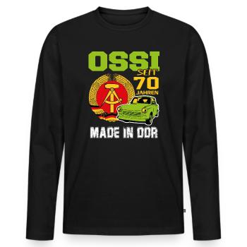 Geburtstag DDR Ossi Ost Produkt 70 Jahre - Männer Premium Bio Langarmshirt - Schwarz - Vorne - Nico (187cm)