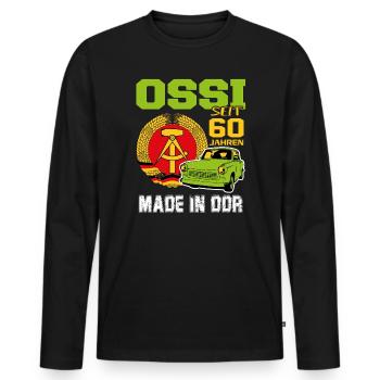 Geburtstag DDR Ossi Ost Produkt 60 Jahre - Männer Premium Bio Langarmshirt - Schwarz - Vorne - Nico (187cm)