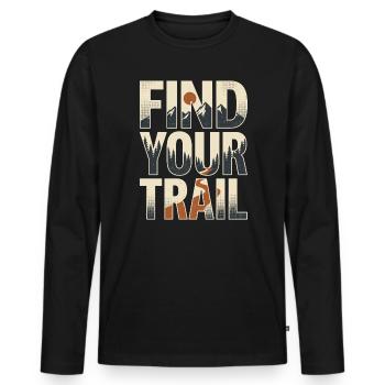 Wandern – Outdoor-Abenteuer – Finde deinen Pfad - Männer Premium Bio Langarmshirt - Schwarz - Vorne - Nico (187cm)