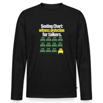 Blague drôle sur le plan de siège des professeurs et la protection des témoins - T-shirt manches longues Premium bio Homme - noir - Devant - Nico (187cm)