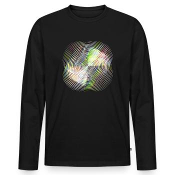 Colour Wheel Swirl – Colourful Spiral - Men's Premium Organic Long Sleeve Shirt - black - Front - Nico (187cm)