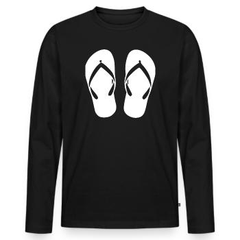Flipflops_weiss_Sommer_Strand_Urlaub_Geschenk - Men's Premium Organic Long Sleeve Shirt - black - Front - Nico (187cm)