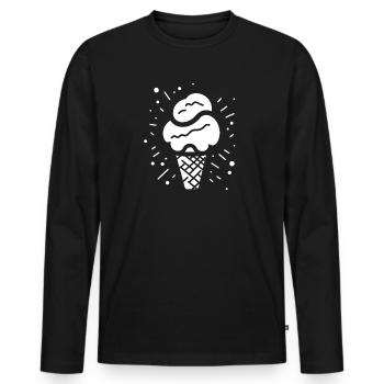 Dessin de cornet de glace - T-shirt manches longues Premium bio Homme - noir - Devant - Nico (187cm)