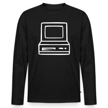 Retro Computer Vintage 80er 90er Jahre Geschenk  - Männer Premium Bio Langarmshirt - Schwarz - Vorne - Nico (187cm)