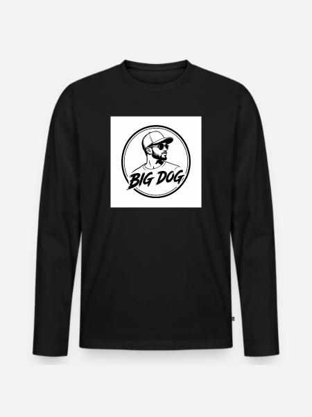 Big Dog Circle Portrait Tee - Men's Premium Organic Long Sleeve Shirt - black