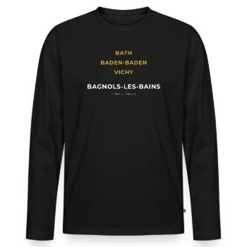 Bagnols-les-Bains Lozère - Bath - Baden-Baden - T-shirt manches longues Premium bio Homme - noir - Devant - Nico (187cm)