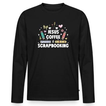Jésus Café Scrapbooking - T-shirt manches longues Premium bio Homme - noir - Devant - Nico (187cm)