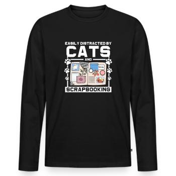 Cats and scrapbooking - Men's Premium Organic Long Sleeve Shirt - black - Front - Nico (187cm)