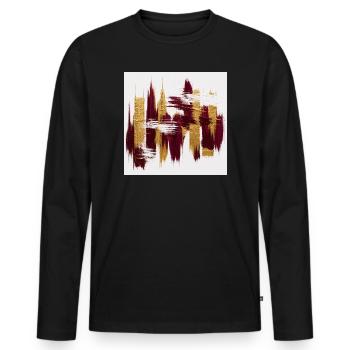 Abstraction Or et Grenat - T-shirt manches longues Premium bio Homme - noir - Devant - Nico (187cm)
