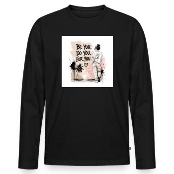 C44E0514-D160-4EC5-B75F-FFC0E88E6842 - Männer Premium Bio Langarmshirt - Schwarz - Vorne - Nico (187cm)