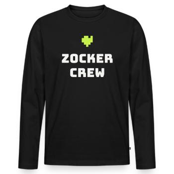 Gamer Crew Gamer Gaming Pixel Console Cadeau - T-shirt manches longues Premium bio Homme - noir - Devant - Nico (187cm)