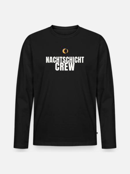 Nachtschicht Crew Schichtarbeit Pflege Nachtdienst - Männer Premium Bio Langarmshirt - Schwarz