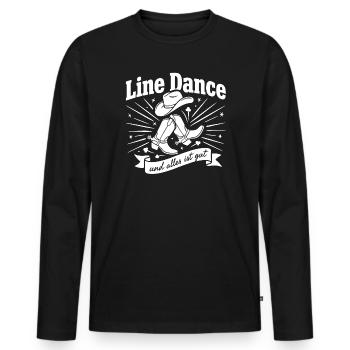 Line Dance Cowboy Boots Logo - Männer Premium Bio Langarmshirt - Schwarz - Vorne - Nico (187cm)
