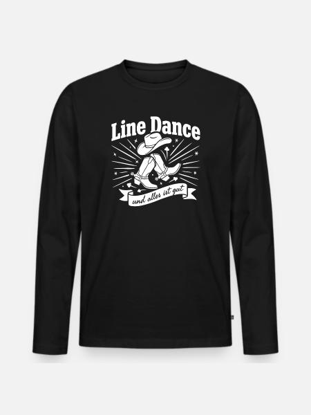 Line Dance Cowboy Boots Logo - Männer Premium Bio Langarmshirt - Schwarz