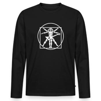 Guitare Da Vinci Homme de Vitruvie Guitariste Musici - T-shirt manches longues Premium bio Homme - noir - Devant - Nico (187cm)
