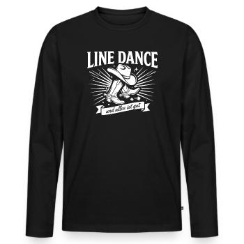Line Dance Cowboy Boots Grafik - Männer Premium Bio Langarmshirt - Schwarz - Vorne - Nico (187cm)
