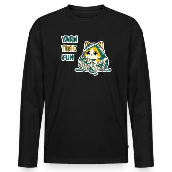 Art cadeau cadeau en laine mignonne Kitty Baby Cat Kawaii - T-shirt manches longues Premium bio Homme - noir - Devant - Nico (187cm)