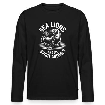 Paroles du Lion de Mer Cadeau drôle du Lion de mer - T-shirt manches longues Premium bio Homme - noir - Devant - Nico (187cm)