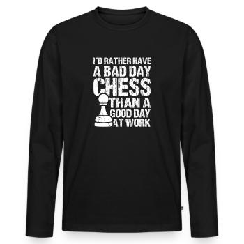 Schach Schachspieler Schachbrett - Männer Premium Bio Langarmshirt - Schwarz - Vorne - Nico (187cm)
