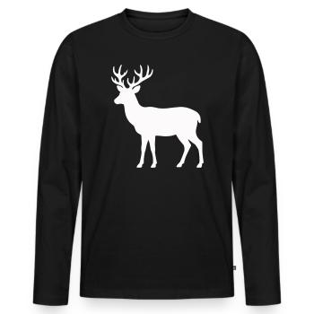 Moonlight Deer Silhouette - Men's Premium Organic Long Sleeve Shirt - black - Front - Nico (187cm)