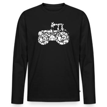 Silhouette du tracteur - T-shirt manches longues Premium bio Homme - noir - Devant - Nico (187cm)