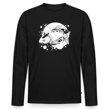 Art de rue de pêche - T-shirt manches longues Premium bio Homme - noir - Devant - Nico (187cm)