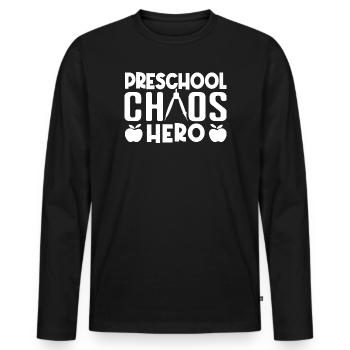 Preschool Teacher Chaos Hero Daycare Teacher - Men's Premium Organic Long Sleeve Shirt - black - Front - Nico (187cm)