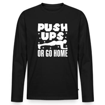 Les accros à la salle font des pompes ou des exercices de calistenie pour rentrer chez eux - T-shirt manches longues Premium bio Homme - noir - Devant - Nico (187cm)