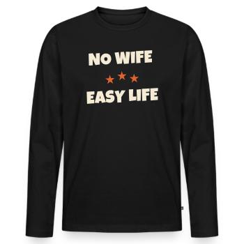 Pas de femme vie facile Drôle en disant bière pour hommes - T-shirt manches longues Premium bio Homme - noir - Devant - Nico (187cm)