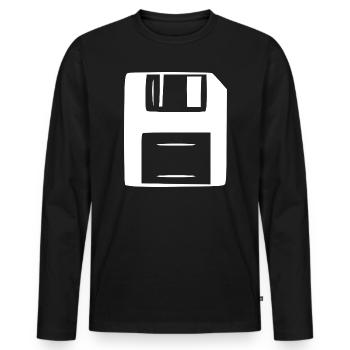 Computer Diskette PC Retro 80er 90er Jahre  - Männer Premium Bio Langarmshirt - Schwarz - Vorne - Nico (187cm)