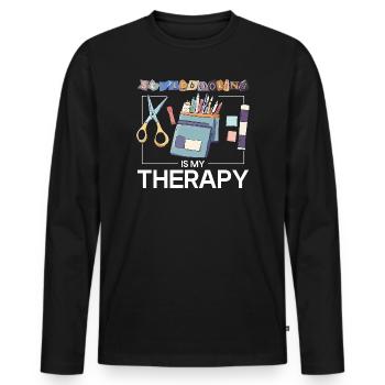 Le scrapbooking, c’est une thérapie - T-shirt manches longues Premium bio Homme - noir - Devant - Nico (187cm)