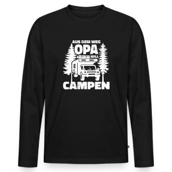 Aus dem Weg Opa campt - Männer Premium Bio Langarmshirt - Schwarz - Vorne - Nico (187cm)