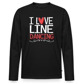 Line Dance - Men's Premium Organic Long Sleeve Shirt - black - Front - Nico (187cm)