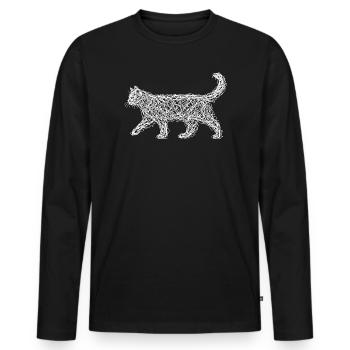 Scribble Cat Abstract Sketch Minimalist Art - Men's Premium Organic Long Sleeve Shirt - black - Front - Nico (187cm)