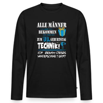 80. Geburtstag Technik Geschenk Mann Shirt - Männer Premium Bio Langarmshirt - Schwarz - Vorne - Nico (187cm)