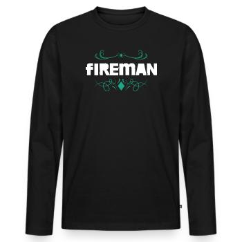 Firefighter Ornament - Men's Premium Organic Long Sleeve Shirt - black - Front - Nico (187cm)