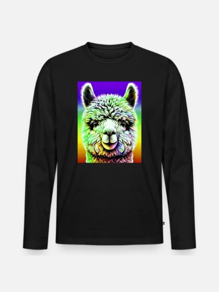Alpaca - Men's Premium Organic Long Sleeve Shirt - black