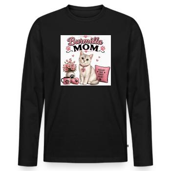 Burmilla Maman : Style Chat au cœur - T-shirt manches longues Premium bio Homme - noir - Devant - Nico (187cm)