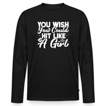 Joueur de casino que vous aimeriez pouvoir frapper comme une fille - T-shirt manches longues Premium bio Homme - noir - Devant - Nico (187cm)