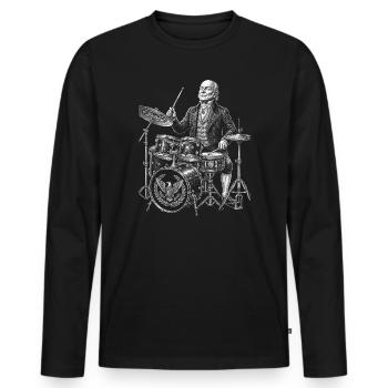 John Quincy Adams plays drums - Men's Premium Organic Long Sleeve Shirt - black - Front - Nico (187cm)