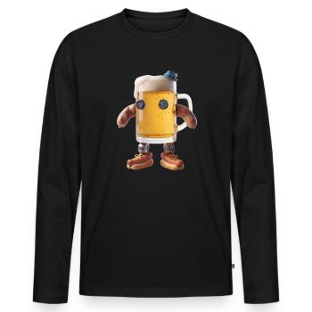 Bierkrug-Charakter mit Wurstarmen - Männer Premium Bio Langarmshirt - Schwarz - Vorne - Nico (187cm)
